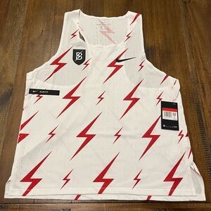Nike White Tank Top with Red Lightning Design